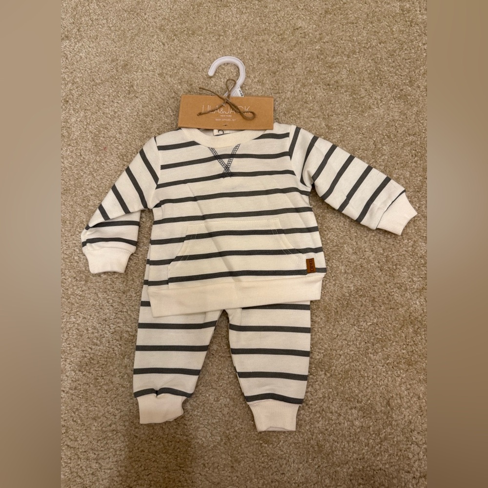 NWT Lila & Jack Striped Baby Matching Set - Cream and Black